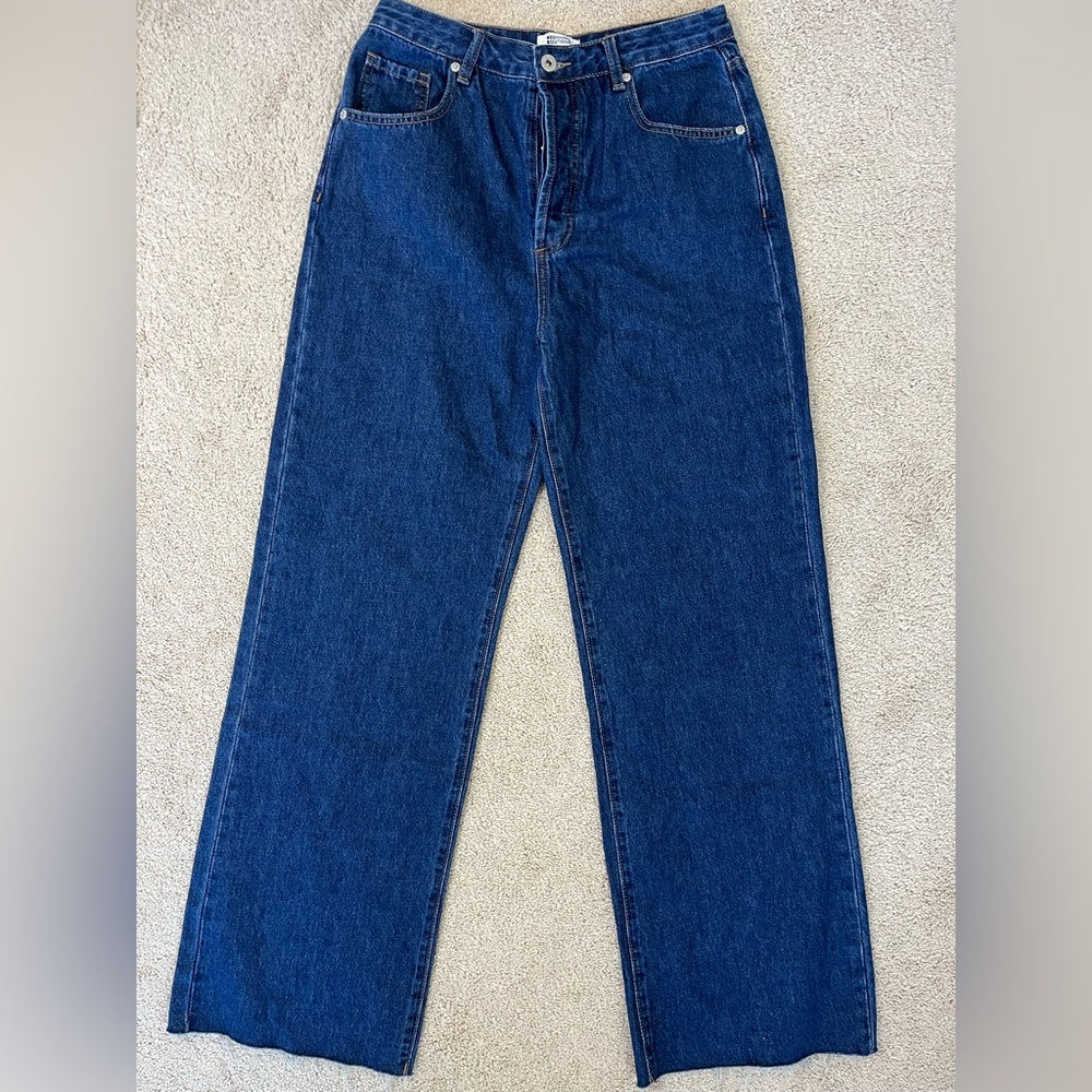 Beginning Boutique Wide Leg Frayed Hem Oversized Women's Jeans Size 6 Streetwear